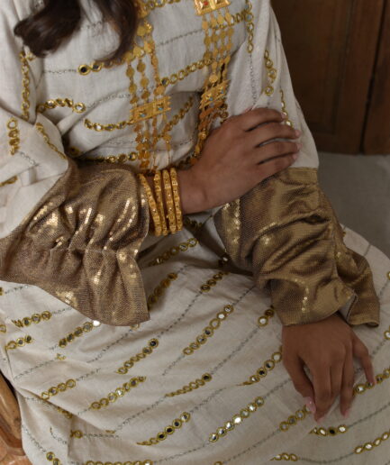 Golden Lines With Golden Sleeves Jalabeya